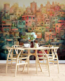 Sanatsal Ev Çizim Desenli Duvar Kağıdı