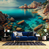 Deniz ve Kayalık Manzaralı Duvar Kağıdı