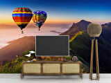 Dağ ve Sıcak Hava Balon Manzaralı Duvar Kağıdı