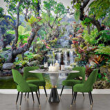 Orman ve Şelale Manzaralı Duvar Kağıdı