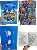 Stickerlı Boyama Kitabı 16 Karakterli Boyama Kitabı ve Sticker Ve Sonic Maskesi