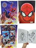 Stickerlı Boyama Kitabı 16 Karakterli Boyama Kitabı ve Sticker Ve Örümcek Adam Spider-Man Maskesi