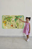 Eğitici Dünya Haritası Dünya Atlası Çocuk Ve Bebek Odası Duvar Sticker-3773
