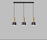 Dylight Retro Metal 3 Lü Masa Üstü Siyah Gold Dekoratif Rustik Sarkıt Avize Genişlik:60 cm
