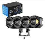 Point Motosiklet 4 LED Lazer Sis Farı Delici Beyaz Sarı Çift Renk Metal Baykuş LED Işık