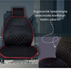 Point Toyota Yaris Hb Oto Siyah-Kırmızı Ön İki Koltuk Minderi