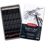 Derwent Graphic Pencil 12'li Teneke Kutu Soft (Dereceli Kalem)(Yumuşak Uçlar)