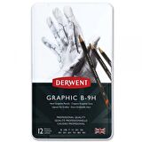 Derwent Graphic Pencil 12'li Teneke Kutu Hard (Dereceli Kalem)(Sert Uçlar)