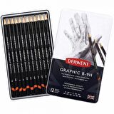 Derwent Graphic Pencil 12'li Teneke Kutu Hard (Dereceli Kalem)(Sert Uçlar)