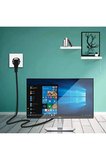 ( 2'in'1 ) 1.8 Metre Power Güç Kablosu C13 3pinli PSU Kablosu + Vga Görüntü Kablosu 1.5 Metre Vga Kablo Monitör Projeksiyon Ekran 15 Pin Görüntü Kablosu 1.5mt Güç Ve Görüntü Seti