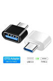 Usb Dişi To Type-c Erkek Dönüştürücü Otg Çevirici Dönüştürücü Adaptör Veri Aktarma Aparatı Siyah