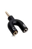 Mikrofon Kulaklık Ayırıcı Dönüştürücü Jak Çoklayıcı Y Tipi 3.5mm Aux Splitter Kablosu Bilgisayar Laptop PC Telefon Uyumlu Kulaklık Çoğaltıcı Mikrofon Dönüştürücü Aparat Siyah Altın Uçlu Adaptör