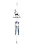Geyik Tasarımlı Dekoratif Rüzgar Çanı | Metal & Cam | Gri Renk | 83 cm