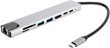 8in1 4K Type-C USB 3.0 Hub HDMI RJ45 SDTF Adaptörü