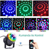 Sesle Duyarlı Kumandalı LED RGB Disko Topu Mini Boyutlu Taşınabilir Renkli Parti Işığı