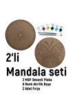 2'li MANDALA BOYAMA SETİ- TATİL ETKİNLİĞİ-2 HAM MDF PLAKA, 6 RENK BOYA,2 FIRÇA MODEL-20