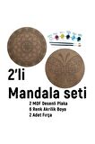 2'li MANDALA BOYAMA SETİ- TATİL ETKİNLİĞİ-2 HAM MDF PLAKA, 6 RENK BOYA,2 FIRÇA MODEL-23