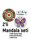 2'li MANDALA BOYAMA SETİ- TATİL ETKİNLİĞİ-2 HAM MDF PLAKA, 6 RENK BOYA,2 FIRÇA MODEL-26