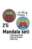 2'li MANDALA BOYAMA SETİ- TATİL ETKİNLİĞİ-2 HAM MDF PLAKA, 6 RENK BOYA,2 FIRÇA MODEL-39