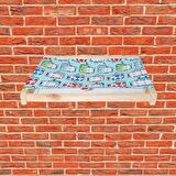 Barış Dizayn Doğal ahşap duvara monte kedi hamağı kedi yatağı kedi hamak (43cm x 36cm) Mavi