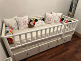 150x50 + 50x50 Divan Hemnes uyumlu mat beyaz ahşap bariyer, trabzan , korkuluk