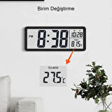 LCD Ekranlı Modern Tasarım Dijital Duvar Saati USB Pilli Zaman Tarih Sıcaklık Saat Gösterimi 20x8cm