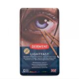 Derwent Lightfast Kuruboya Kalem Seti 12'li Teneke Kutu