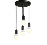 Dylight Retro Metal 4 lü Siyah Dekoratif Rustik Sarkıt Avize Çap:30 cm