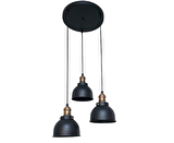 Dylight Retro Metal Siyah 3 lü Dekoratif Sarkıt Avize çap:30 cm