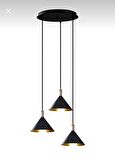 Dylight Derin Siyah Metal Dekoratif 3 lü Rustik Sarkıt Avize Çap:30 cm