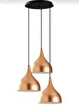  Dylight Mina Retro Metal Dekoratif 3 lü Bakır  Modern Rustik Sarkıt Avize Çap:30 cm