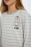 DeFacto Kız Çocuk Pijama Takımı Looney Tunes Uzun Kollu Üst Uzun Alt D6062A824AUGR379