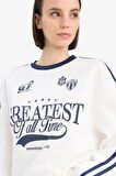 DeFacto Coool Oversize Geniş Kalıp Bisiklet Yaka Baskılı Kalın Kumaş Sweatshirt D5957AX25SPWT32