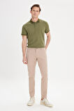 Erkek Bej Kanvas Slim Fit Dar Kesim 5 Cep Pantolon