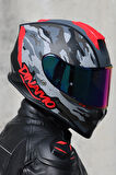 Dinamo Camo Siyah-Titanium-Kırmızı Kask