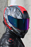 Dinamo Camo Siyah-Titanium-Kırmızı Kask