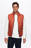 Regular Fit Kiremit Dik Yaka Elyaf Dolgulu Mevsimlik Fermuarlı Yelek Mont 7HF07ORT42611