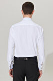 Erkek Beyaz Ütü Gerektirmeyen Slim Fit Dar Kesim Ata Yaka %100 Pamuk Non-ıron Gömlek