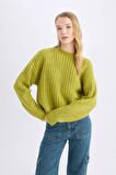 DeFacto Coool Oversize Geniş Kalıp Bisiklet Yaka Triko Kazak V1811AZ24CWGN311