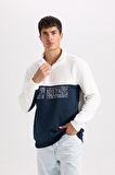 DeFacto Relax Fit Dik Yaka Yarım Fermuarlı Baskılı Kalın Sweatshirt D2169AX24AUER139