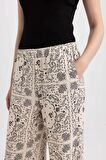 DeFacto Regular Fit Şal Desenli Viskon Plaj Pantolonu-Fall in Love C3159AX24SMER103