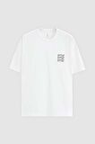 Oversize Beyaz Baskılı %100 Pamuk T-shirt 2EC14ORT05212
