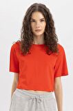 DeFacto Boxy Fit Bisiklet Yaka Penye Basic Düz Kısa Kollu Tişört C7459AX24SMRD56