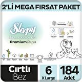 Sleepy Bio Natural Premium Plus 2'li Mega Fırsat Paketi Bebek Bezi 6 Numara Xlarge 184 Adet
