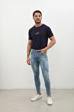 Erkek Skinny Ripped Jean Açık Mavi