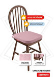 XPERMATE StandartFit Oval Sandalye Minderi Fermuarlı Yıkanabilir Kılıf Bağcıklı Su ve Yağ İtici 42x42x5 Pembe