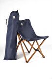 BAG THE JOY AHŞAP KATLANIR MASA SANDALYE SETİ – 50*50*50 cm KAHVERENGİ - LACİVERT
