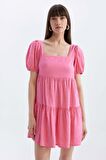 DeFacto Babydoll Kare Yaka Kısa Kollu Midi Elbise C5291AX24HSPN625