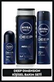 NIVEA MEN Erkek Deep Dimension Duş Jeli 500ml, Roll-on 50ml, Sprey Deodorant 150ml, 72Saat Anti-perspirant