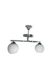 Fuji Krom 2'li Beyaz Camlı Avize | Kaliteli Modern Metal Avize